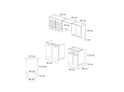 Vicco R-Line Küchenzeile Schwarz Beton/Anthrazit 200 cm AP Anthrazit ohne E-Geräte