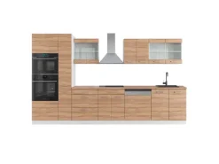 Vicco R-Line Küchenzeile Sonoma/Weiß 350 cm mit HochschrankAP Eiche ohne E-Geräte