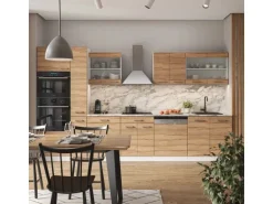 Vicco R-Line Küchenzeile Sonoma/Weiß 350 cm mit HochschrankAP Eiche ohne E-Geräte