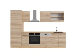 Vicco R-Line Küchenzeile Sonoma/Goldkraft Eiche 300 cm ohne Arbeitsplatte ohne E-Geräte