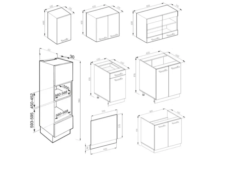 Vicco R-Line Küchenzeile Weiß Hochglanz/Anthrazit 300 cm mit HochschrankAP Marmor ohne E-Geräte
