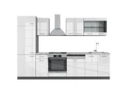 Vicco R-Line Küchenzeile Weiß Hochglanz/Anthrazit 300 cm AP Marmor ohne E-Geräte