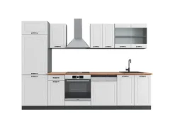 Vicco R-Line Küchenzeile Weiß Landhaus/Anthrazit 300 cm AP Eiche ohne E-Geräte