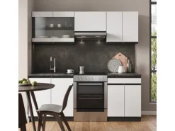 Vicco R-Line Küchenzeile Weiß/Anthrazit 200 cm AP Eiche ohne E-Geräte