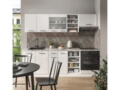 Vicco R-Line Küchenzeile Weiß Hochglanz/Weiß 240 cm AP Anthrazit ohne E-Geräte