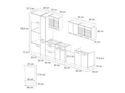 Vicco R-Line Küchenzeile Weiß Landhaus/Goldkraft Eiche 350 cm AP Marmor ohne E-Geräte
