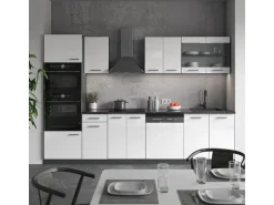 Vicco R-Line Küchenzeile Weiß Hochglanz/Anthrazit 300 cm mit Hochschrankohne Arbeitsplatte ohne E-Geräte