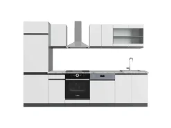 Vicco R-Line Küchenzeile Weiß/Anthrazit 300 cm AP Marmor ohne E-Geräte