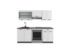 Vicco R-Line Küchenzeile Weiß Landhaus/Anthrazit 200 cm AP Anthrazit ohne E-Geräte