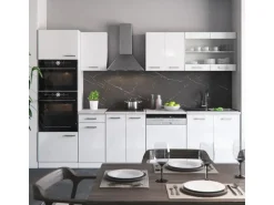 Vicco R-Line Küchenzeile Weiß 300 cm mit Hochschrankohne Arbeitsplatte ohne E-Geräte