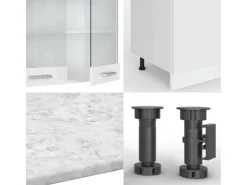 Vicco R-Line Küchenzeile Weiß 300 cm mit Hochschrankohne Arbeitsplatte ohne E-Geräte