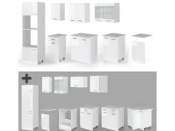 Vicco R-Line Küchenzeile Weiß 300 cm mit Hochschrankohne Arbeitsplatte ohne E-Geräte