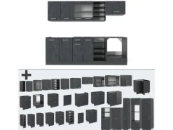 Vicco R-Line Komplettküche Schwarz Beton/Anthrazit 240 cm AP Anthrazit ohne E-Geräte