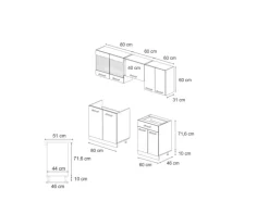 Vicco R-Line Komplettküche Schwarz Hochglanz/Weiß 200 cm Ohne Arbeitsplatte ohne E-Geräte