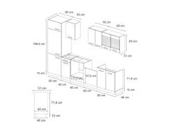 Vicco R-Line KomplettKüche Schwarz Beton/Anthrazit 300 cm AP Anthrazit ohne E-Geräte