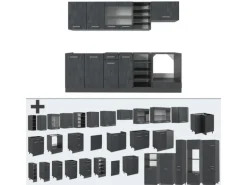 Vicco R-Line Komplettküche Schwarz Beton/Anthrazit 240 cm AP Marmor ohne E-Geräte