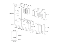 Vicco R-Line Komplettküche Schwarz Beton/Weiß 350 cm AP Marmor ohne E-Geräte