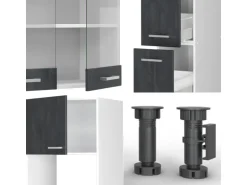 Vicco R-Line Komplettküche Schwarz Beton/Weiß 350 cm AP Anthrazit ohne E-Geräte