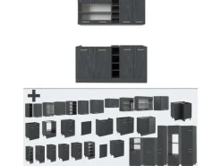 Vicco R-Line Mini-Küche Schwarz Beton/Anthrazit 160 cm AP Anthrazit ohne E-Geräte