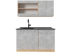 Vicco R-Line Single Küche Beton/Goldkraft Eiche 140 cm AP Anthrazit ohne E-Geräte