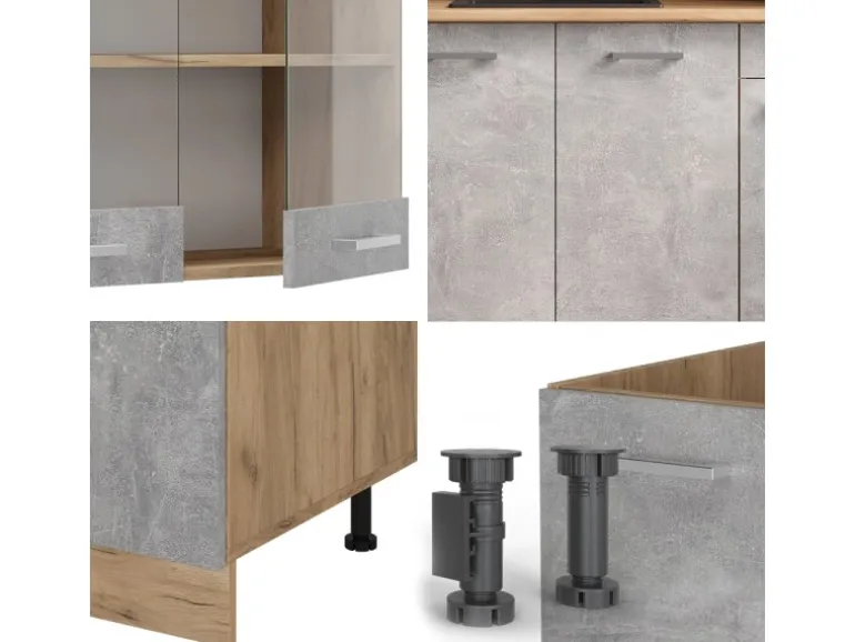 Vicco R-Line Single Küche Beton/Goldkraft Eiche 140 cm AP Anthrazit ohne E-Geräte