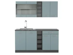 Vicco R-Line Single Küche Blau-Grau/Anthrazit 160 cm ohne Arbeitsplatte ohne E-Geräte