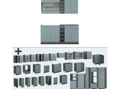 Vicco R-Line Single Küche Blau-Grau/Anthrazit 160 cm ohne Arbeitsplatte ohne E-Geräte