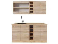 Vicco R-Line Single Küche Sonoma/Goldkraft Eiche 160 cm AP Eiche ohne E-Geräte