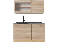 Vicco R-Line Single Küche Sonoma/Goldkraft Eiche 140 cm AP Anthrazit ohne E-Geräte