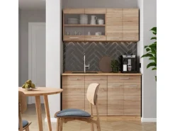 Vicco R-Line Single Küche Sonoma/Goldkraft Eiche 140 cm AP Anthrazit ohne E-Geräte