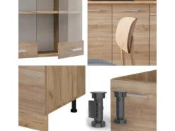 Vicco R-Line Single Küche Sonoma/Goldkraft Eiche 140 cm AP Anthrazit ohne E-Geräte