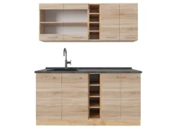 Vicco R-Line Single Küche Sonoma/Goldkraft Eiche 160 cm AP Anthrazit ohne E-Geräte