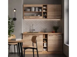 Vicco R-Line Single Küche Sonoma/Goldkraft Eiche 160 cm AP Anthrazit ohne E-Geräte