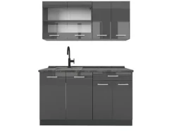 Vicco R-Line Singleküche Anthrazit Hochglanz/Anthrazit 140 cm AP Anthrazit ohne E-Geräte