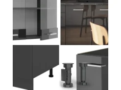 Vicco R-Line Singleküche Anthrazit Hochglanz/Anthrazit 140 cm AP Anthrazit ohne E-Geräte