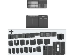 Vicco R-Line Singleküche Anthrazit Hochglanz/Anthrazit 140 cm AP Anthrazit ohne E-Geräte