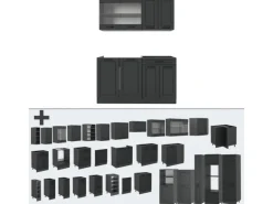 Vicco R-Line Singleküche Anthrazit Landhaus/Anthrazit 140 cm ohne Arbeitsplatte ohne E-Geräte