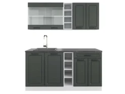 Vicco R-Line Singleküche Anthrazit Landhaus/Weiß 160 cm AP Anthrazit ohne E-Geräte