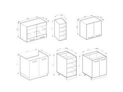Vicco R-Line Singleküche Anthrazit Landhaus/Weiß 160 cm AP Eiche ohne E-Geräte