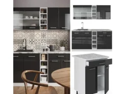 Vicco R-Line Singleküche Anthrazit Hochglanz/Weiß 160 cm ohne Arbeitsplatte ohne E-Geräte