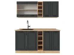 Vicco R-Line Singleküche Anthrazit Landhaus/Goldkraft Eiche 160 cm ohne Arbeitsplatte ohne E-Geräte