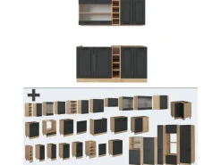 Vicco R-Line Singleküche Anthrazit Landhaus/Goldkraft Eiche 160 cm ohne Arbeitsplatte ohne E-Geräte