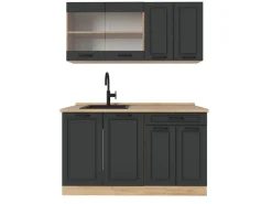 Vicco R-Line Singleküche Anthrazit Landhaus/Goldkraft Eiche 140 cm ohne Arbeitsplatte ohne E-Geräte