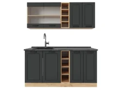 Vicco R-Line Singleküche Anthrazit Landhaus/Goldkraft Eiche 160 cm AP Anthrazit ohne E-Geräte