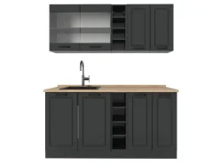 Vicco R-Line Singleküche Anthrazit Landhaus/Anthrazit 160 cm ohne Arbeitsplatte ohne E-Geräte