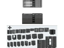 Vicco R-Line Singleküche Anthrazit Hochglanz/Anthrazit 160 cm AP Eiche ohne E-Geräte