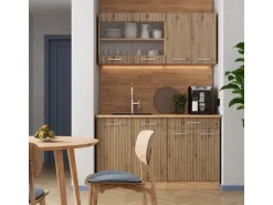 Vicco R-Line Singleküche Artisan-Eiche/Goldkraft Eiche 140 cm AP Anthrazit ohne E-Geräte