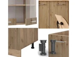 Vicco R-Line Singleküche Artisan-Eiche/Goldkraft Eiche 140 cm AP Anthrazit ohne E-Geräte