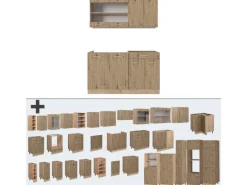 Vicco R-Line Singleküche Artisan-Eiche/Goldkraft Eiche 140 cm AP Anthrazit ohne E-Geräte