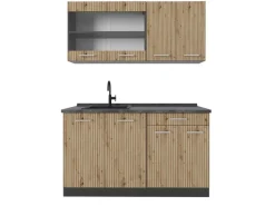 Vicco R-Line Singleküche Artisan Eiche/Anthrazit 140 cm AP Anthrazit ohne E-Geräte